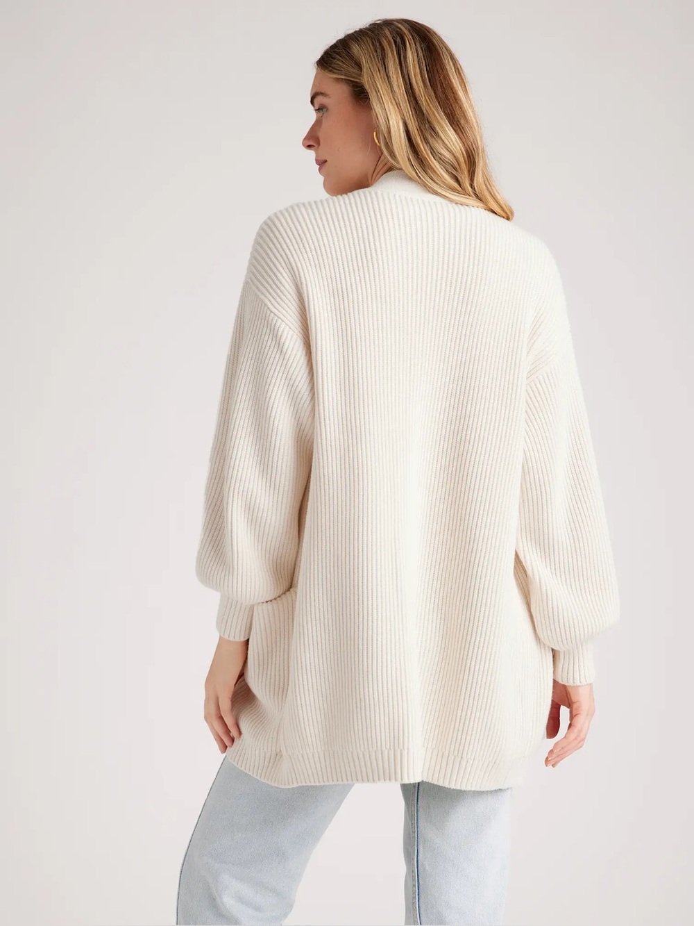 Quince 100% Organic Cotton Oversized Cardigan, Ivory, Size M - Picture 5 of 13